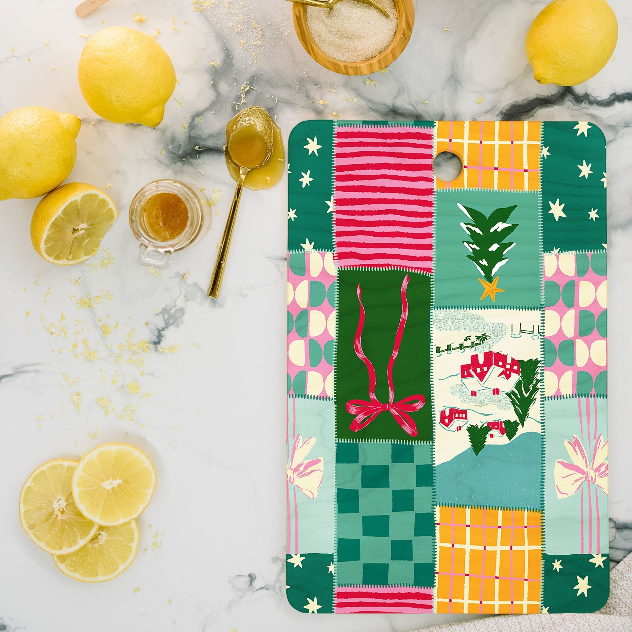 LouBruzzoni Cozy Christmas Patchwork Cutting Board Rectangle