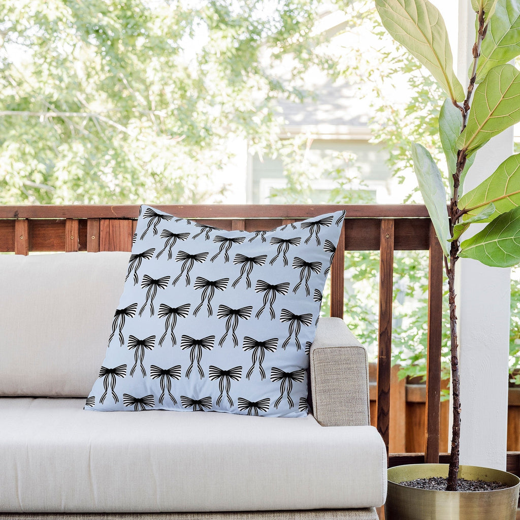 Design by Spark Black Striped Bows Outdoor Throw Pillow
