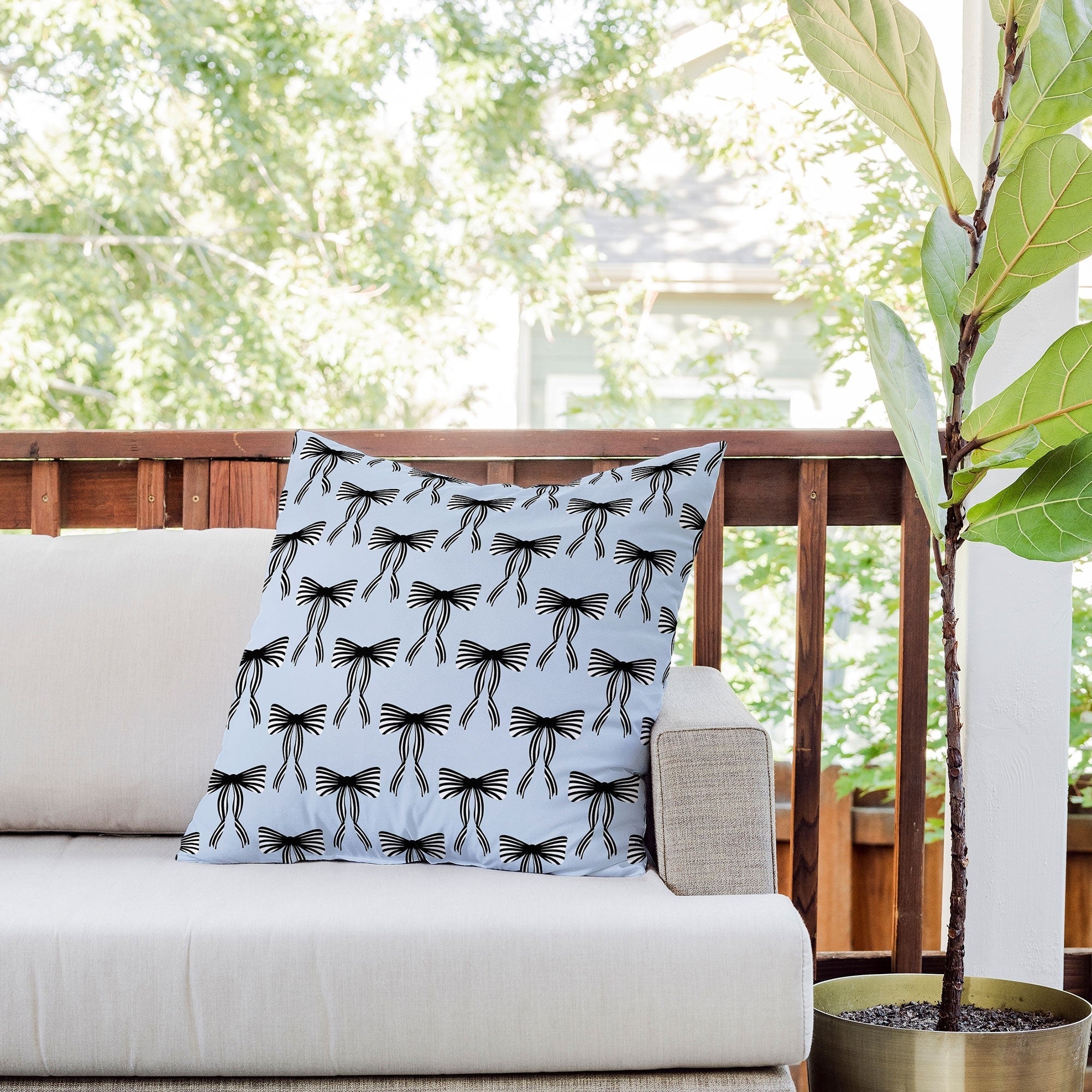 Design by Spark Black Striped Bows Outdoor Throw Pillow