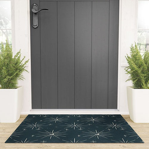 Little Om Pattern Little Moon navy Welcome Mat