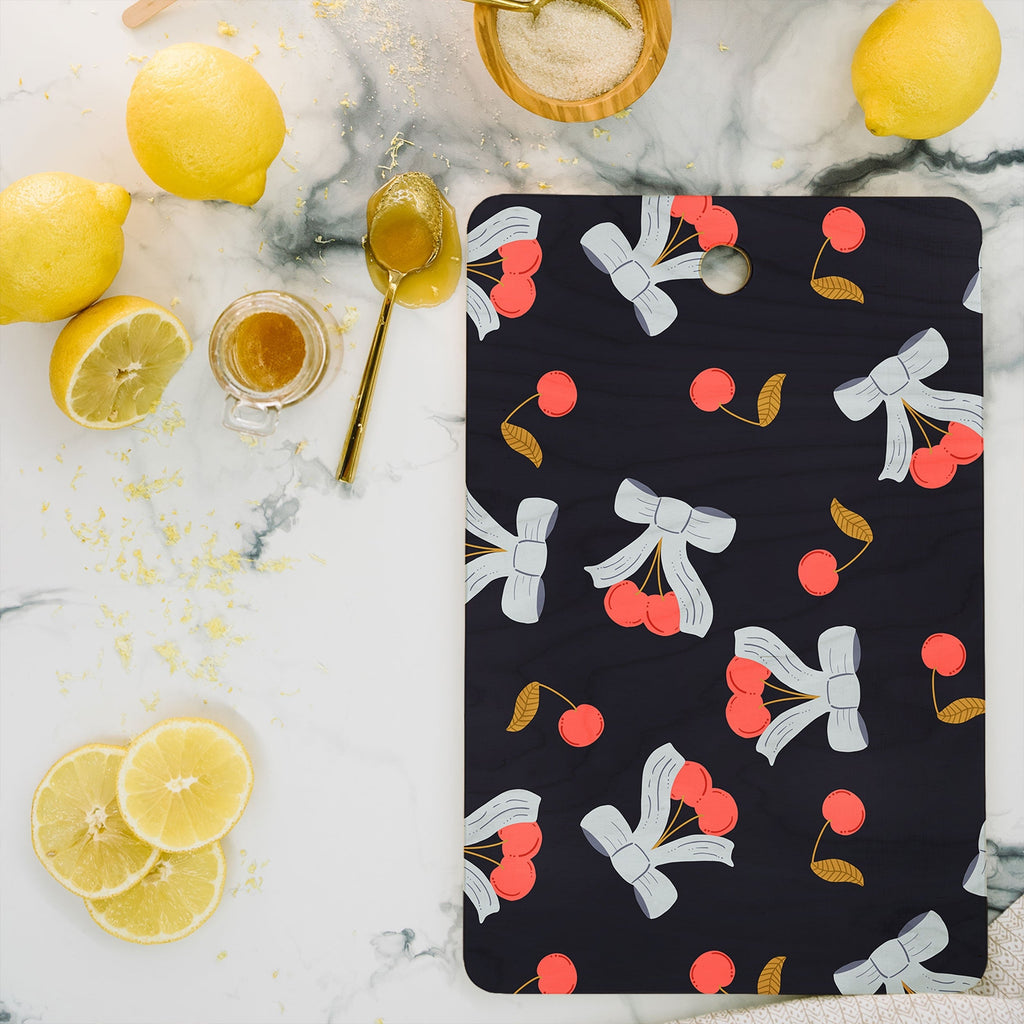Jennifer Labre Cherries and Bows Cutting Board Rectangle