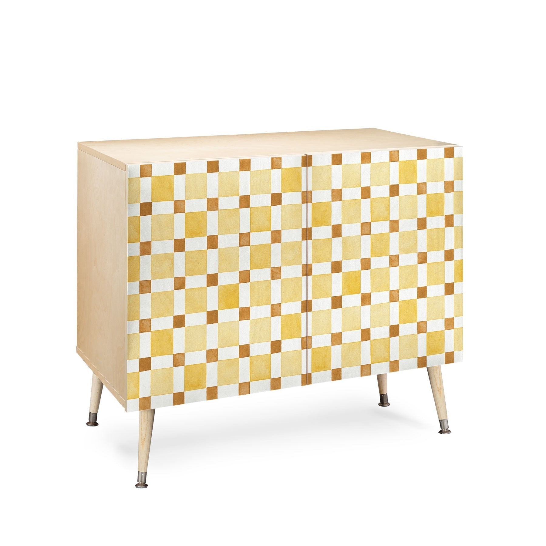 Ninola Design Everyday Artifact Checker Mosaic Tiles Geometry Yellow Credenza