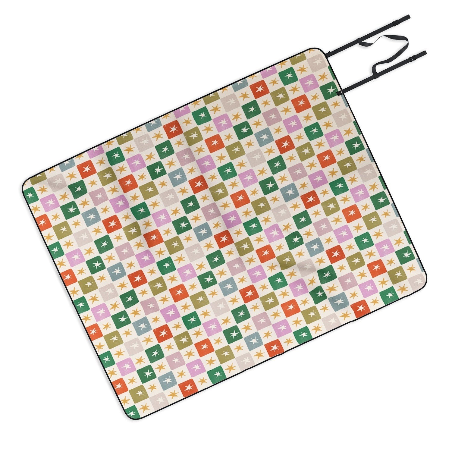 LouBruzzoni Retro Star Block Pattern Picnic Blanket