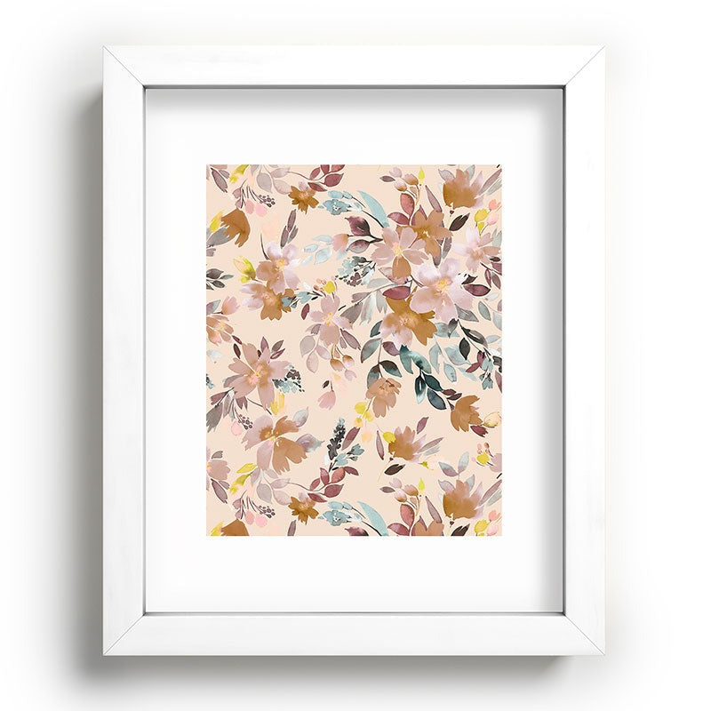 Ninola Design Botanic Retreat Floral Oleander Whimsical Soft Pink Recessed Framing Rectangle