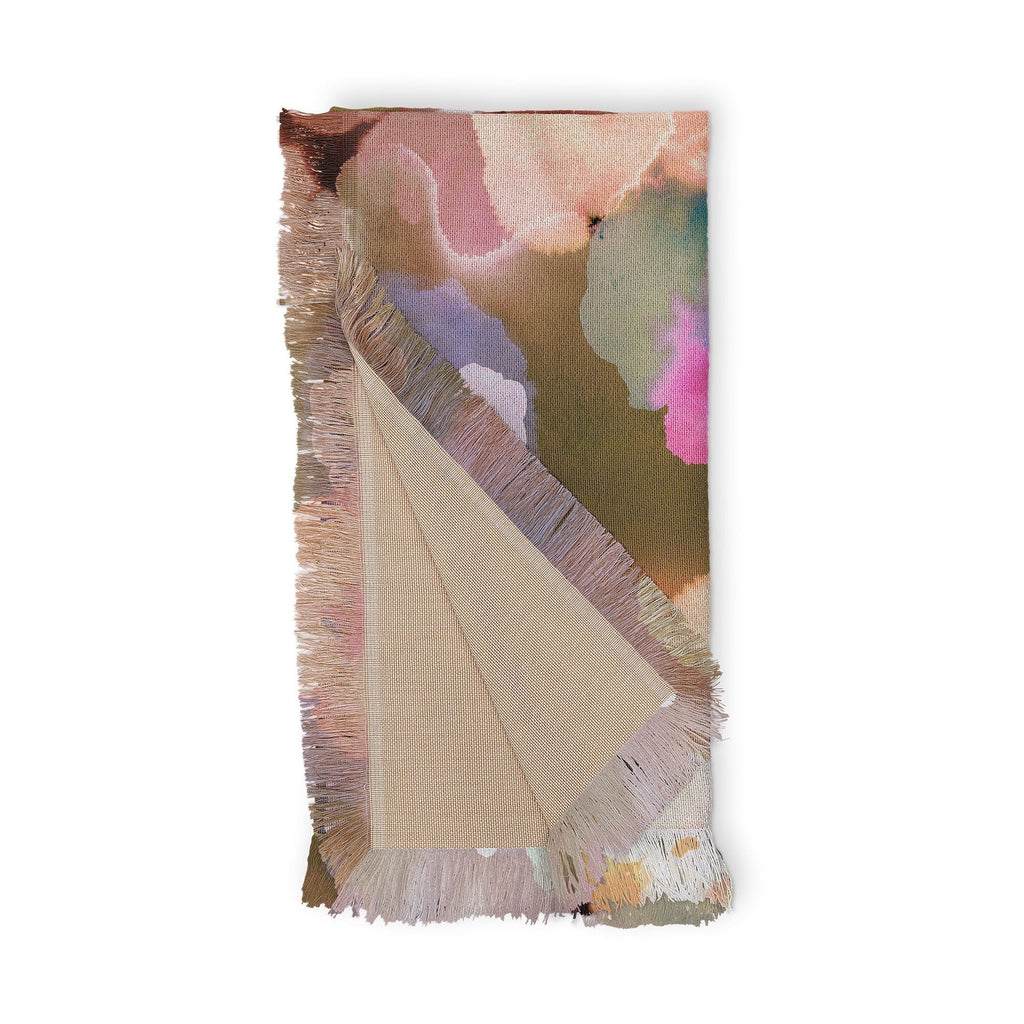 Ninola Design Botanic Retreat Ombre Abstract Watercolor Flowers Pink gold Throw Blanket