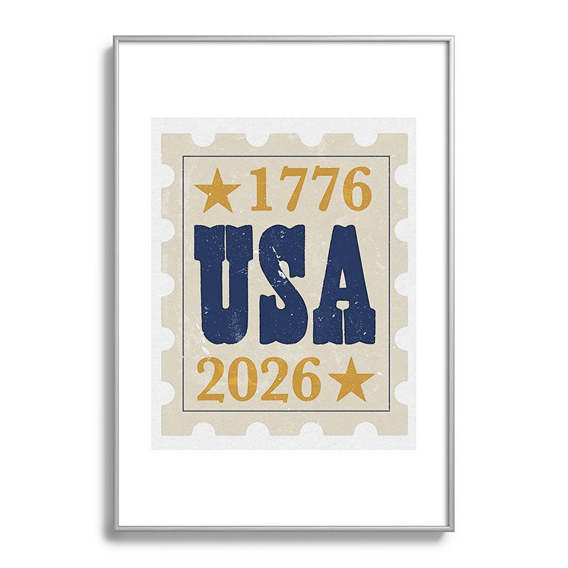 DENY Designs USA Stamp Metal Framed Art Print
