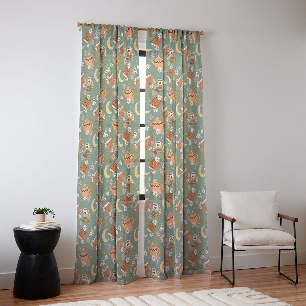 Avenie Moonlit Reading Nook I Sheer Window Curtain