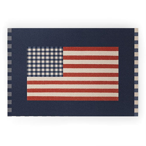 DENY Designs Gingham Flag Welcome Mat