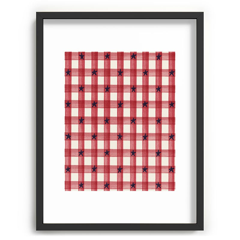 DENY Designs Red Gingham plus Stars Recessed Framing Rectangle