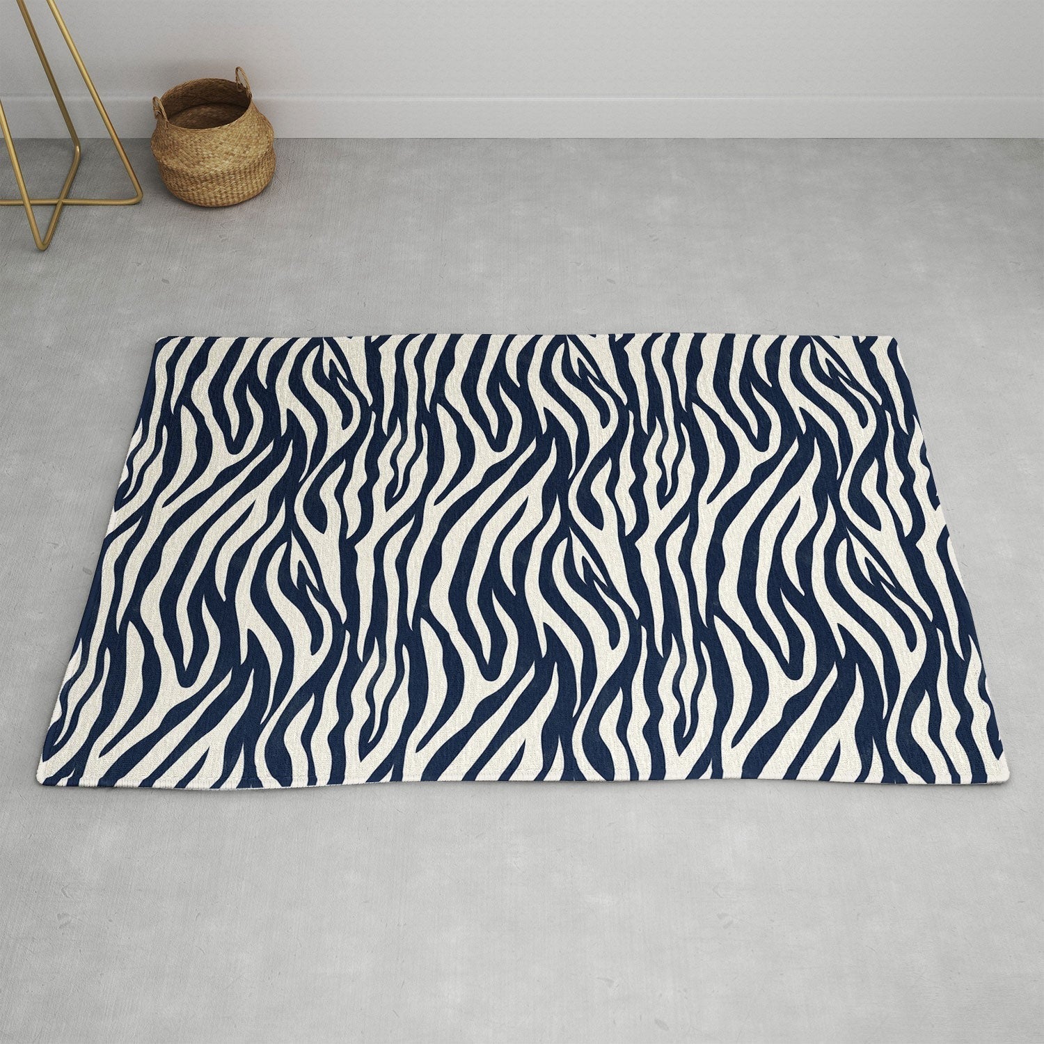 Avenie BR Navy Tiger Stripes Area Rug