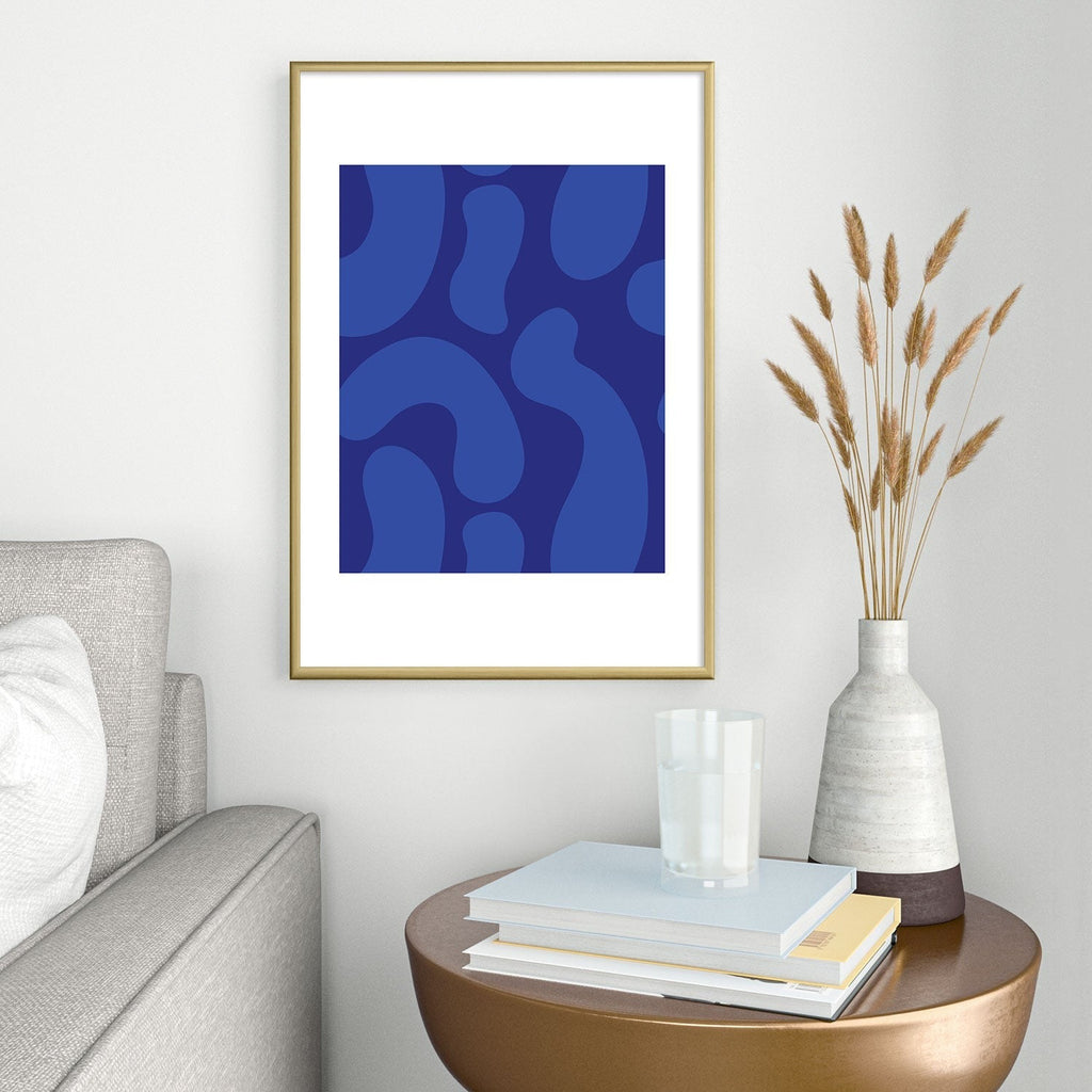 Camilla Foss Blue Pebble Metal Framed Art Print