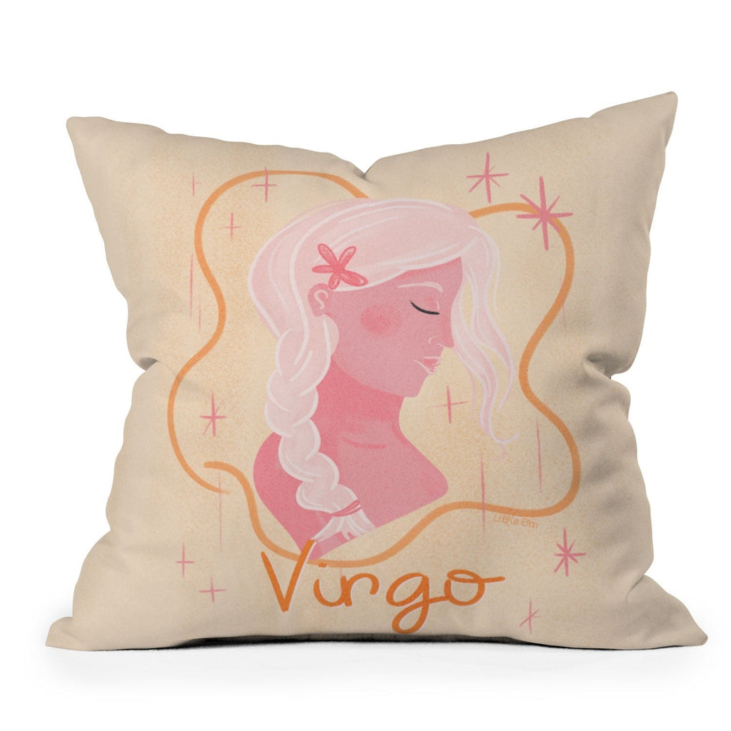 Little Om Zodiac Sign Virgo Throw Pillow