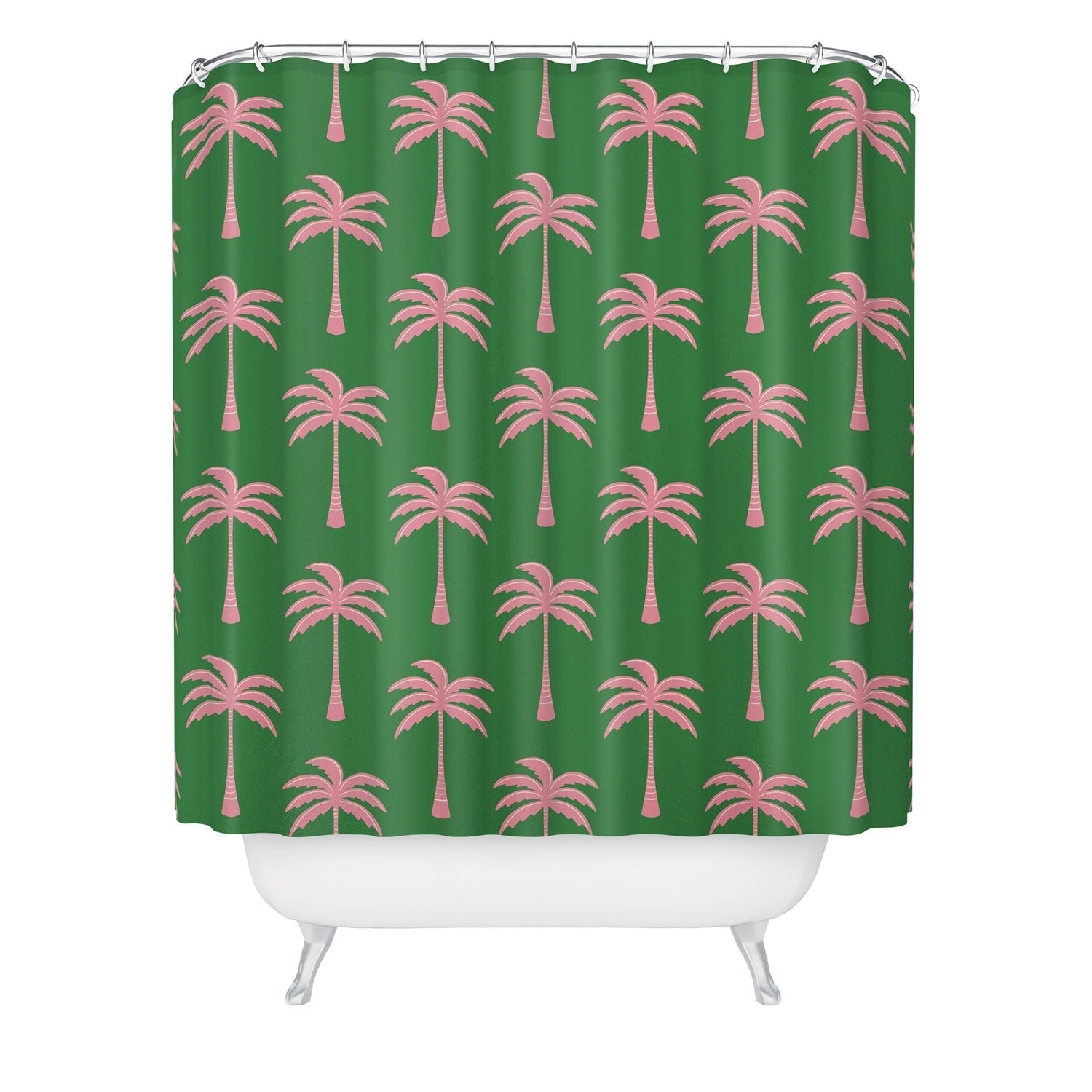 Design by Spark Pink Palm Tree Oasis Shower Curtain
