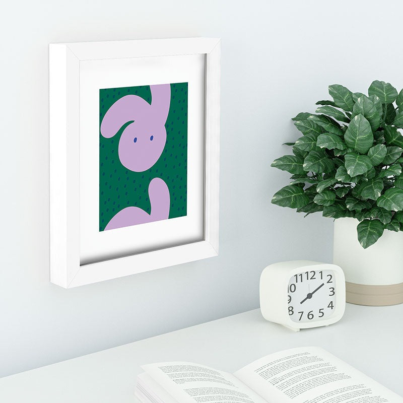 Camilla Foss Pebbles and Rabbit Recessed Framing Rectangle