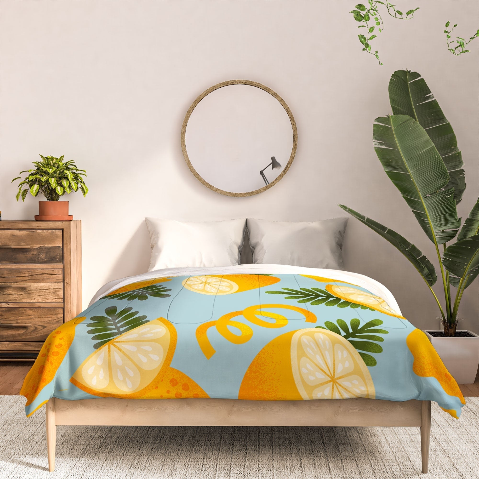 Jessica Molina Lemon Pattern on Sky Blue Comforter