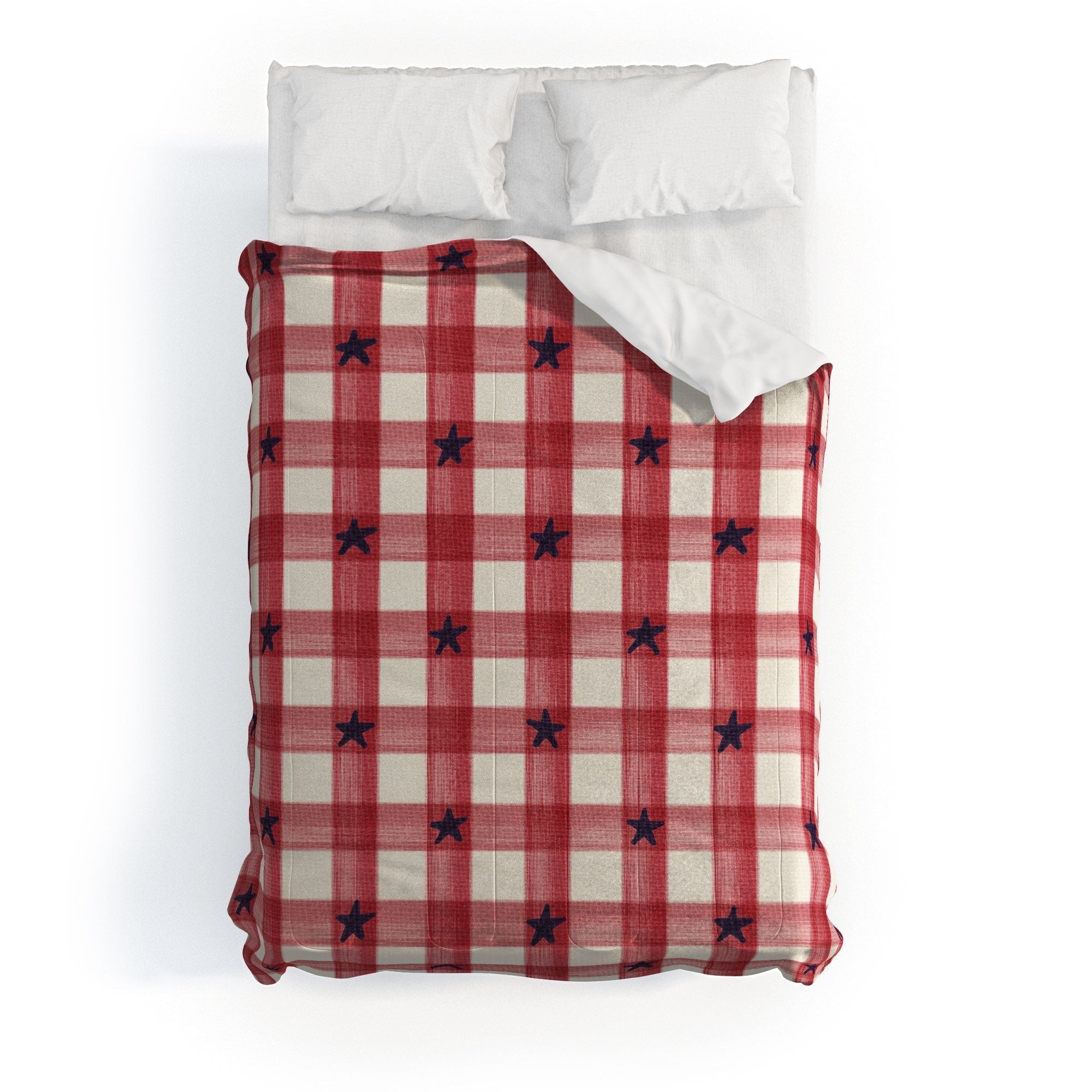 DENY Designs Red Gingham plus Stars Comforter