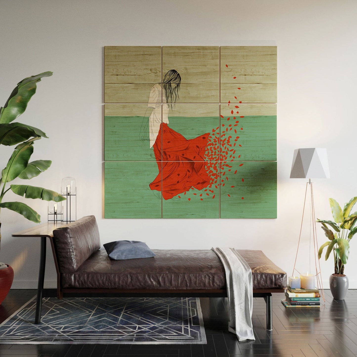 The Red Wolf Woman Color 9 Wood Wall Mural