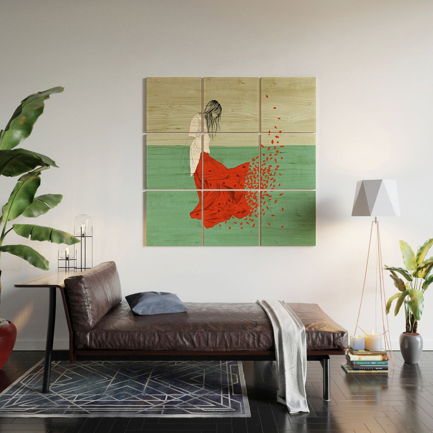 The Red Wolf Woman Color 9 Wood Wall Mural