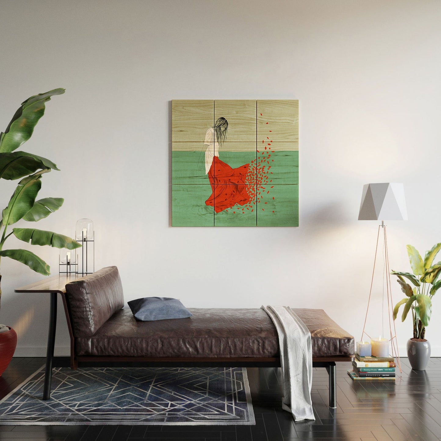 The Red Wolf Woman Color 9 Wood Wall Mural