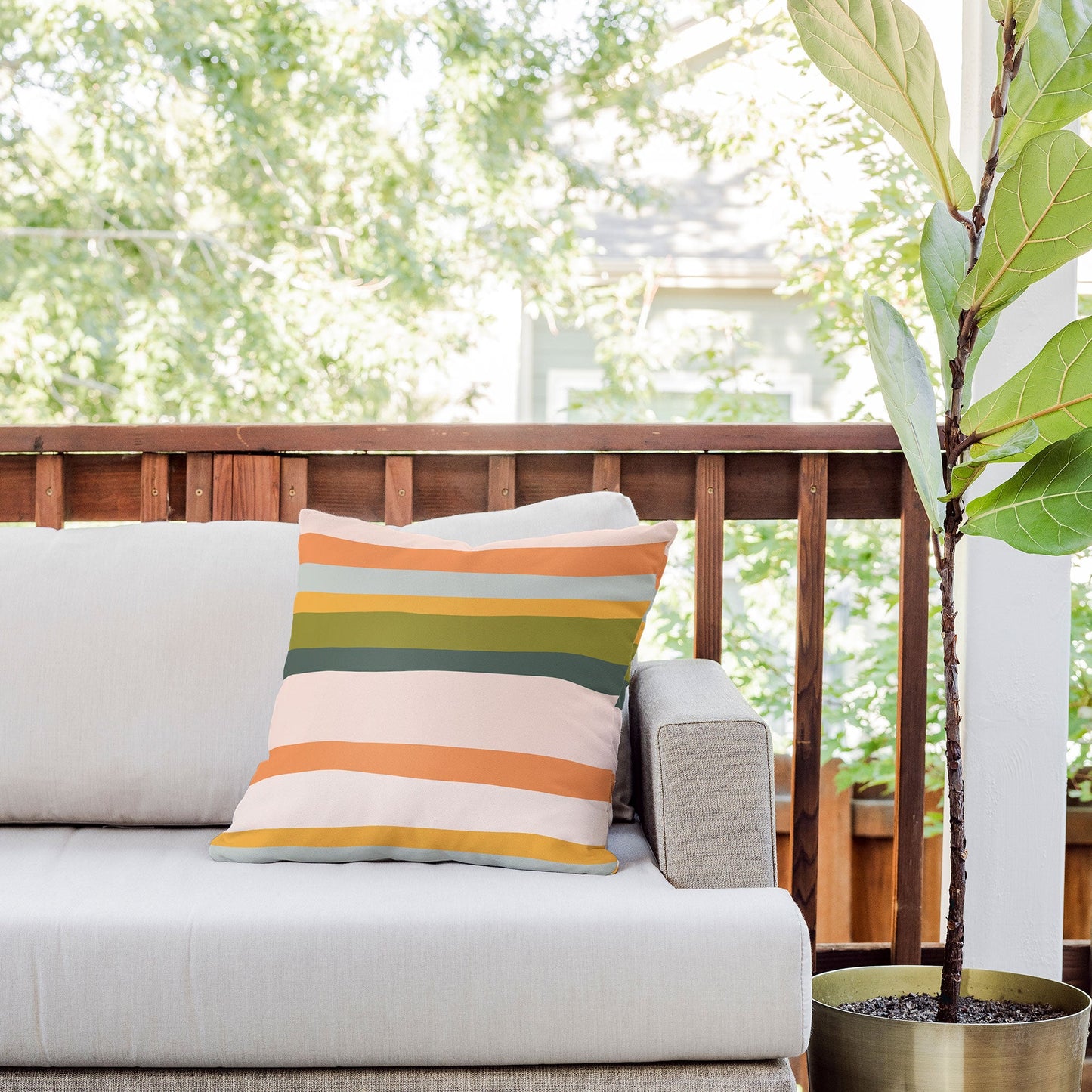The Whiskey Ginger Dreamy Stripes Colorful Fun Outdoor Throw Pillow