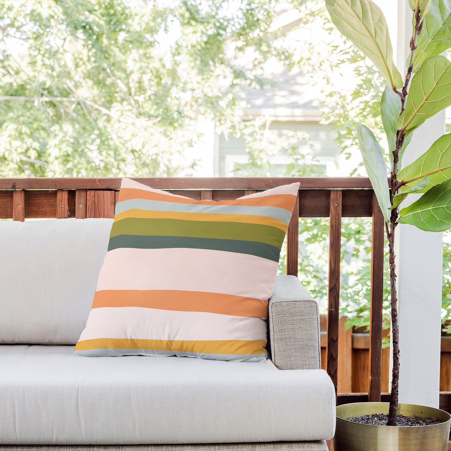 The Whiskey Ginger Dreamy Stripes Colorful Fun Outdoor Throw Pillow