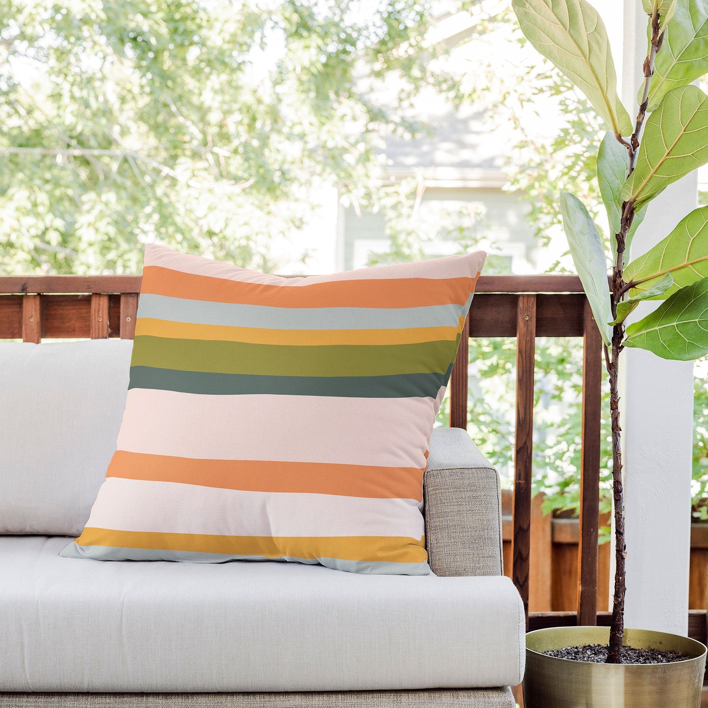 The Whiskey Ginger Dreamy Stripes Colorful Fun Outdoor Throw Pillow