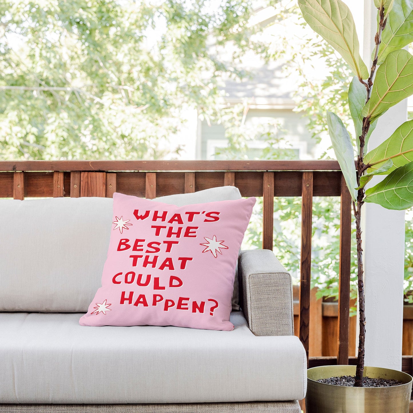 thespacehouse Whats The Best That Could Happen 2 Outdoor Throw Pillow