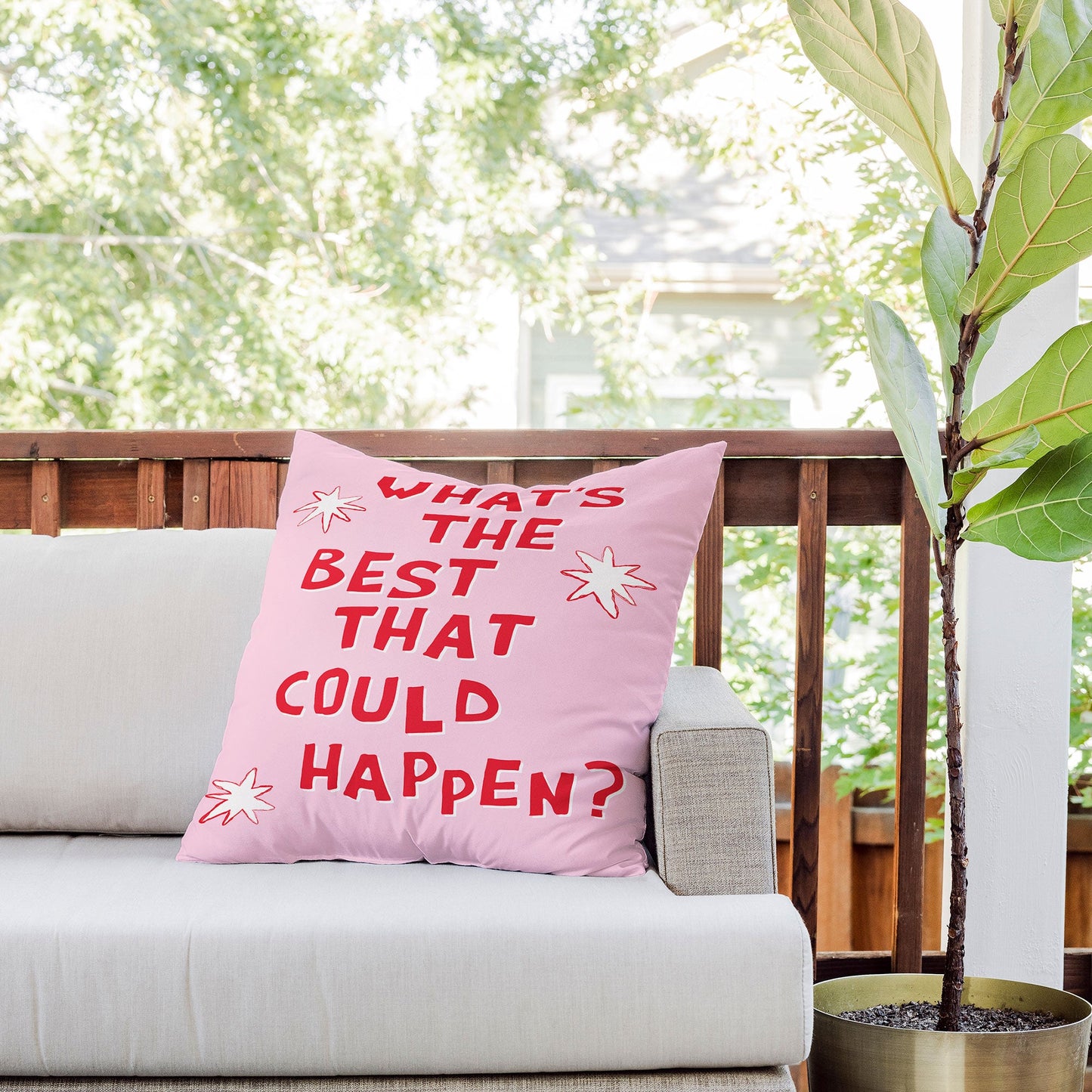 thespacehouse Whats The Best That Could Happen 2 Outdoor Throw Pillow