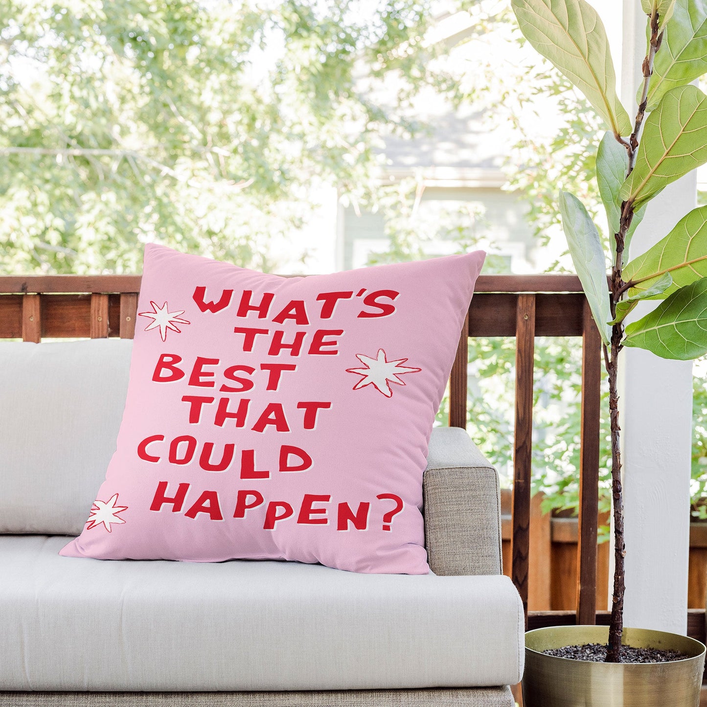 thespacehouse Whats The Best That Could Happen 2 Outdoor Throw Pillow