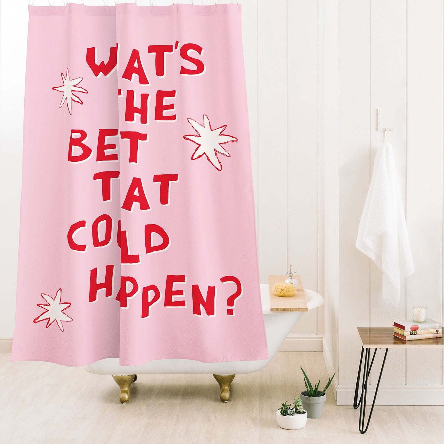 thespacehouse Whats The Best That Could Happen 2 Shower Curtain