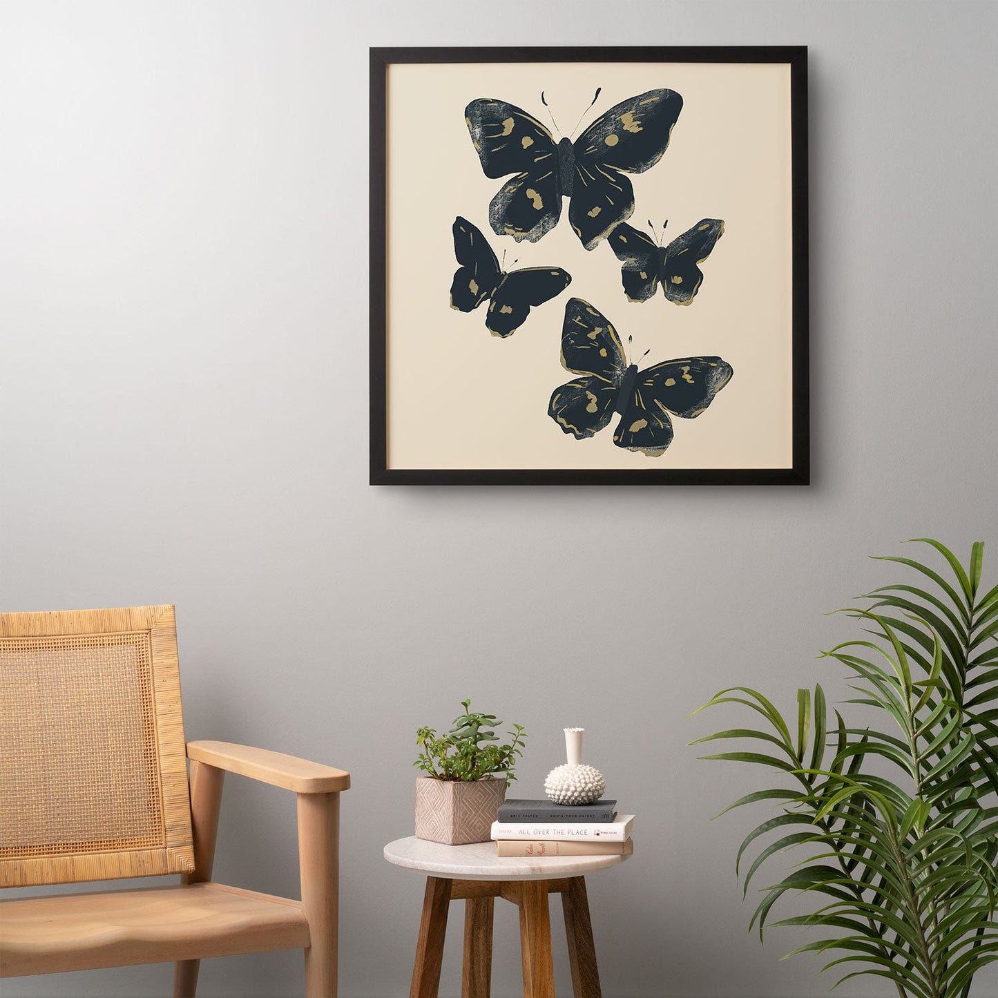 ThingDesign Black Butterflies 2 Framed Wall Art
