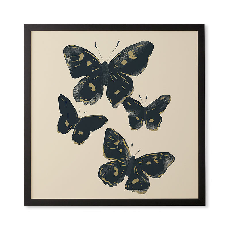ThingDesign Black Butterflies 2 Framed Wall Art