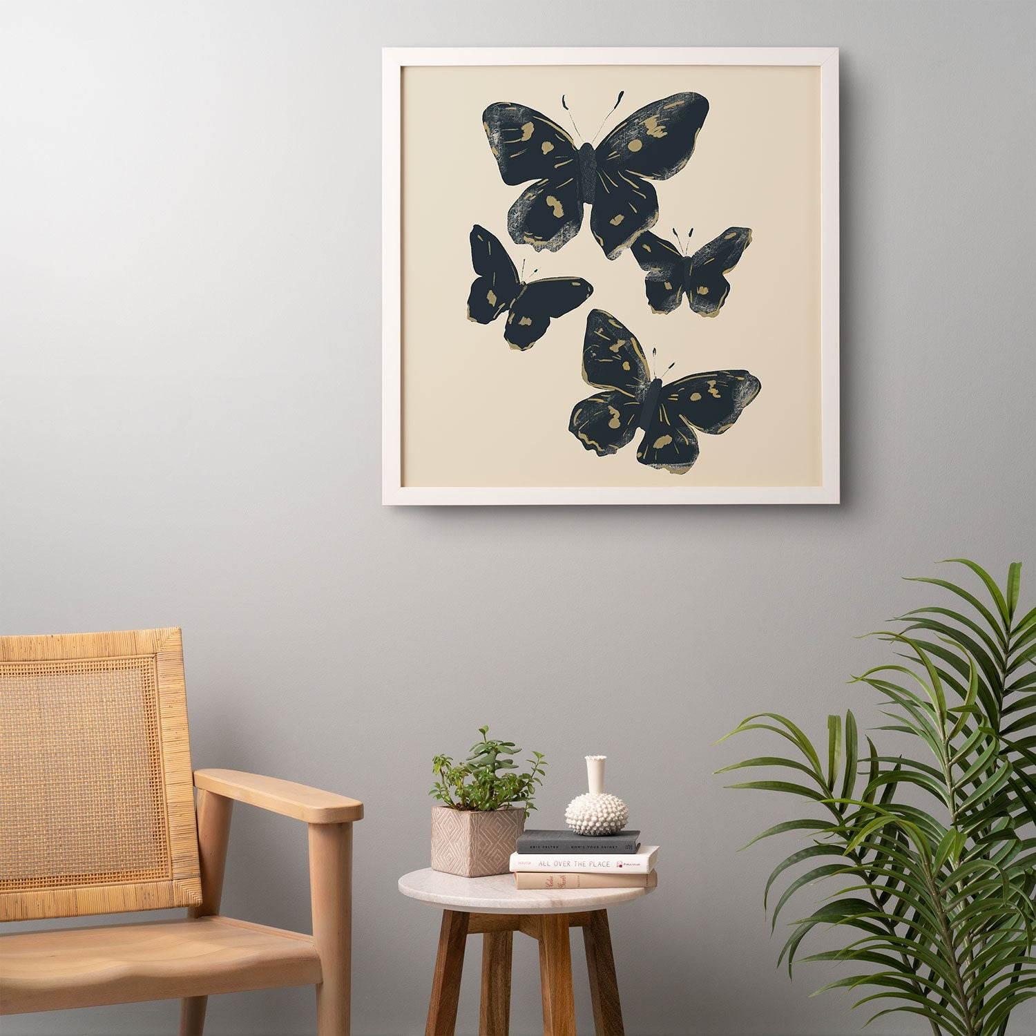 ThingDesign Black Butterflies 2 Framed Wall Art