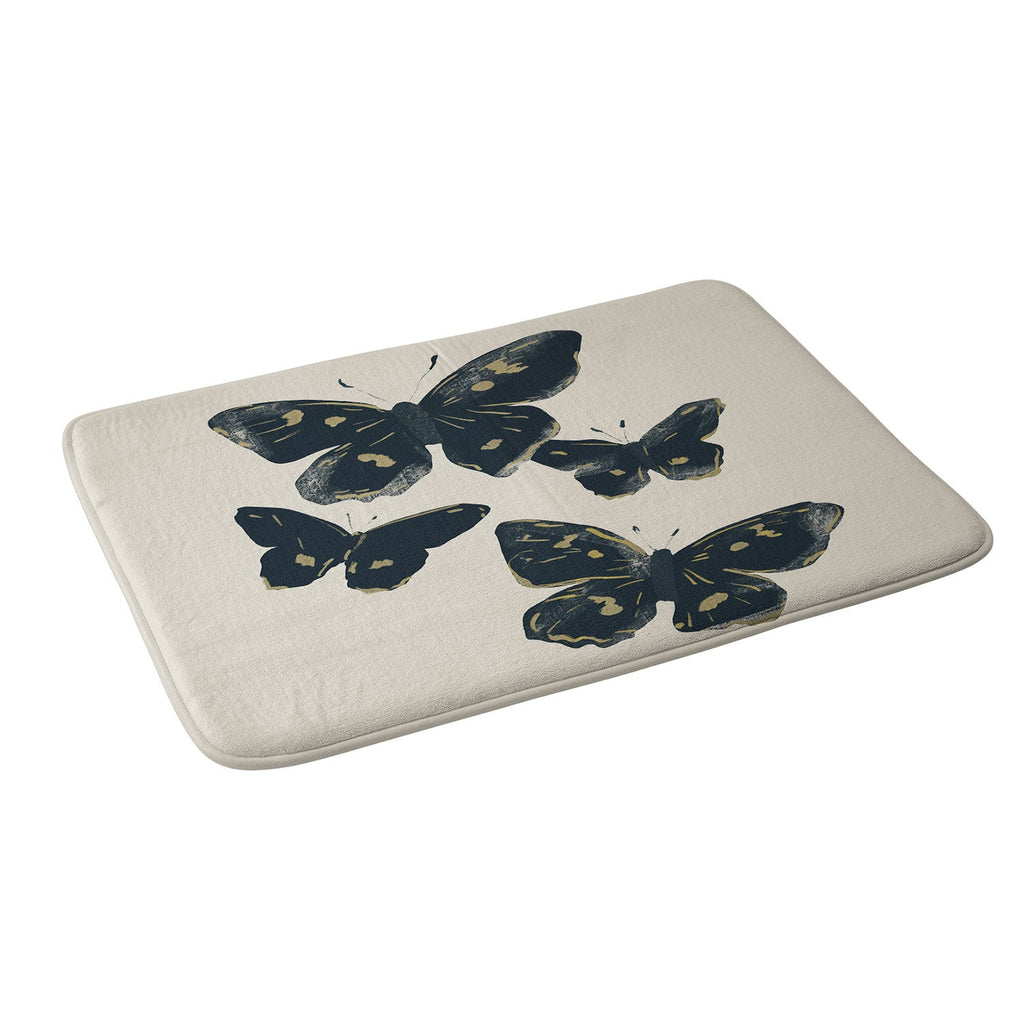 ThingDesign Black Butterflies 2 Memory Foam Bath Mat