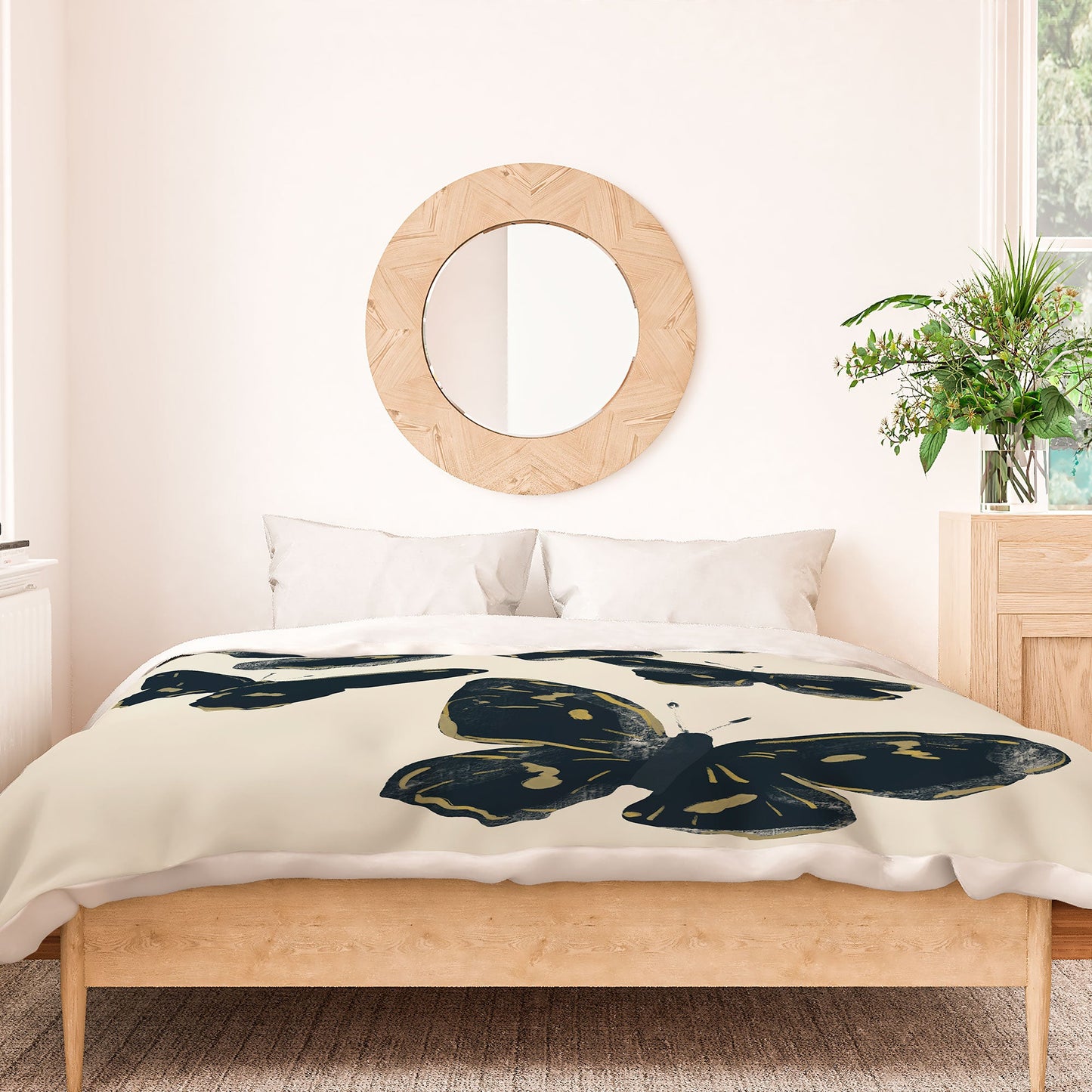 ThingDesign Black Butterflies 2 Duvet Cover