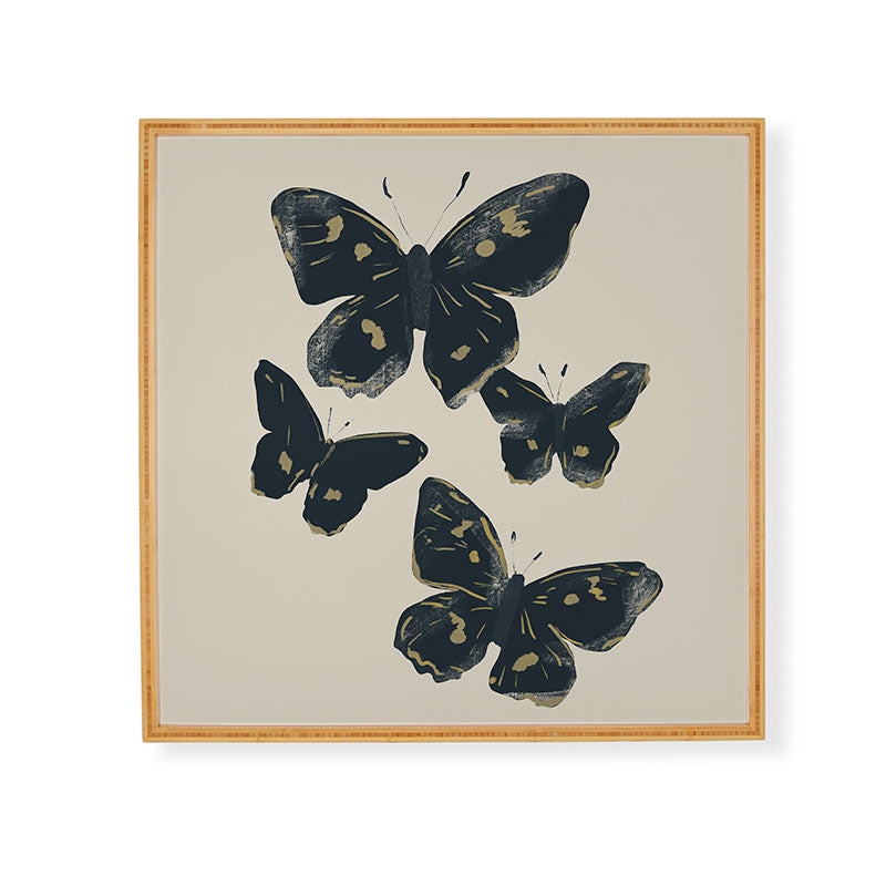 ThingDesign Black Butterflies 2 Framed Wall Art
