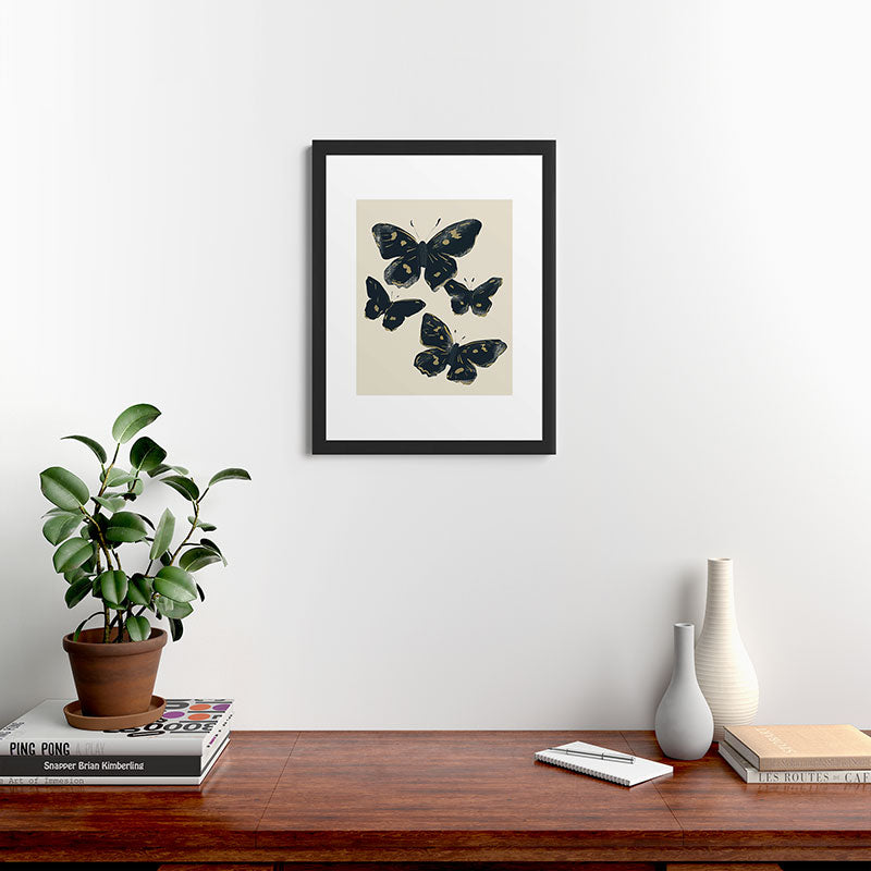 ThingDesign Black Butterflies 2 Framed Art Print
