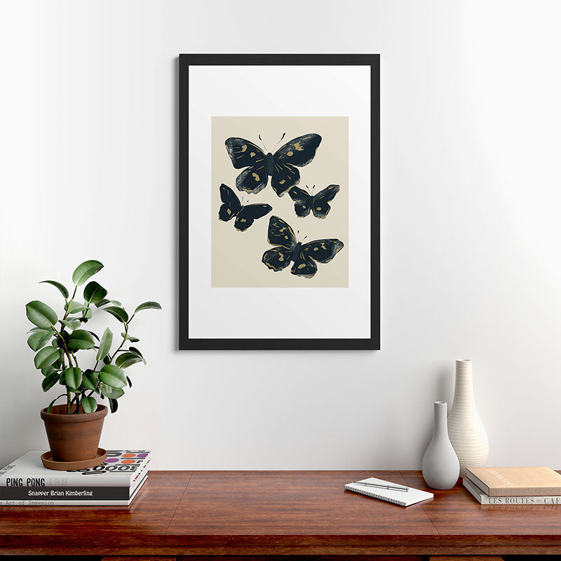 ThingDesign Black Butterflies 2 Framed Art Print