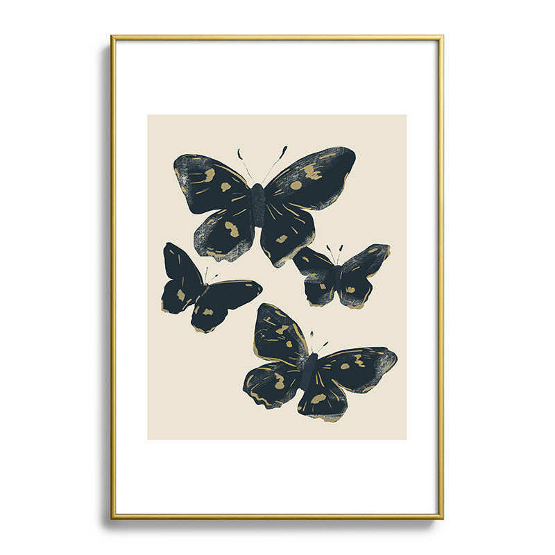 ThingDesign Black Butterflies 2 Metal Framed Art Print