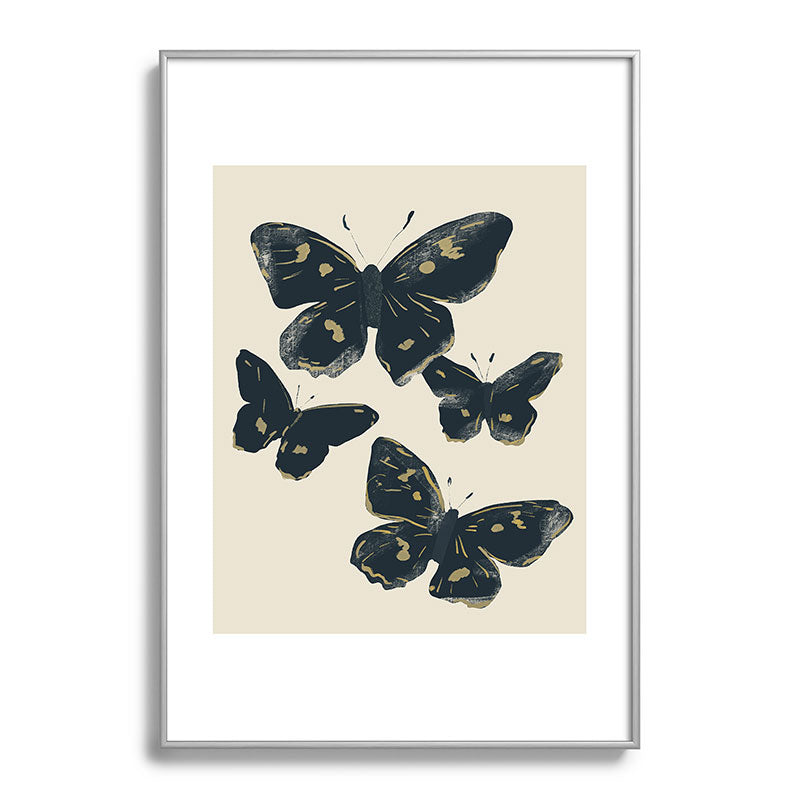 ThingDesign Black Butterflies 2 Metal Framed Art Print