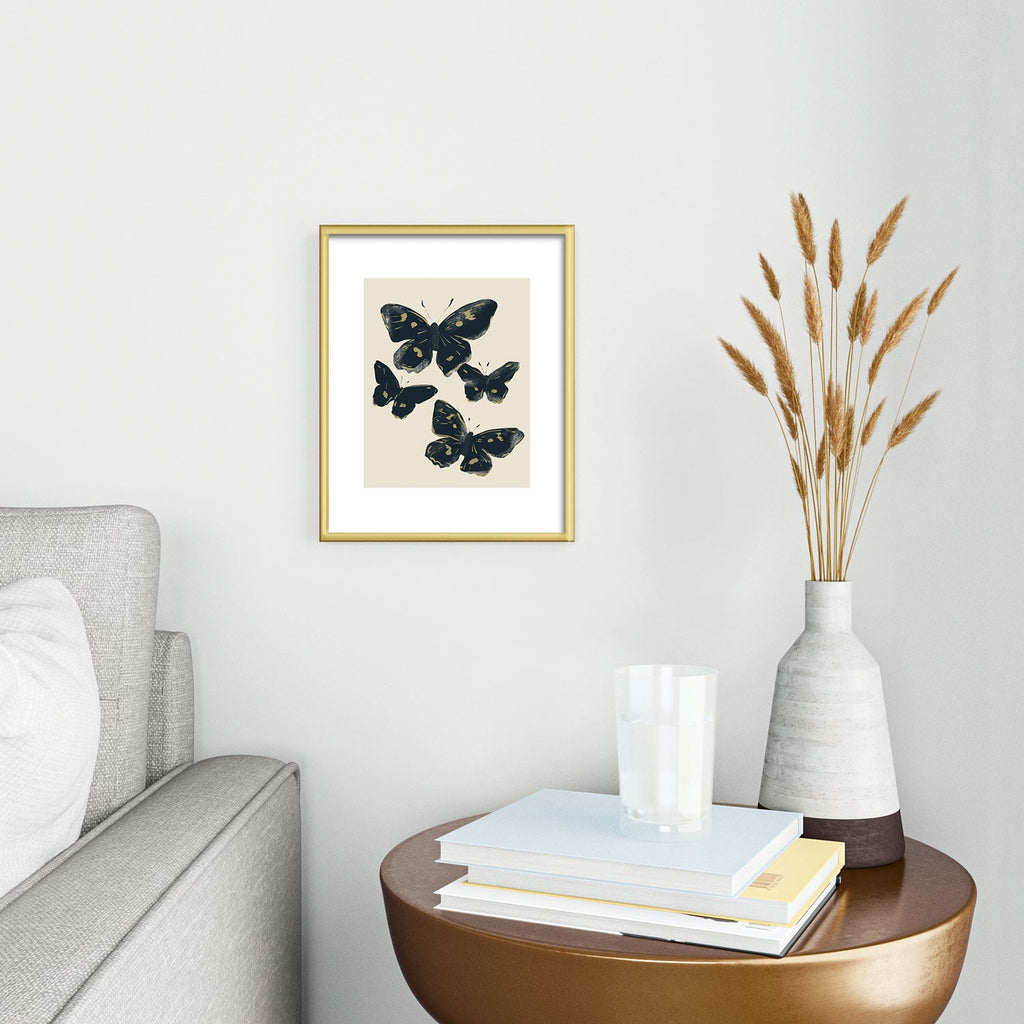 ThingDesign Black Butterflies 2 Metal Framed Art Print