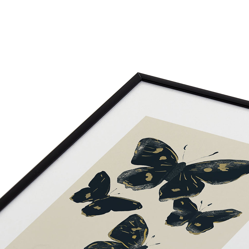 ThingDesign Black Butterflies 2 Metal Framed Art Print