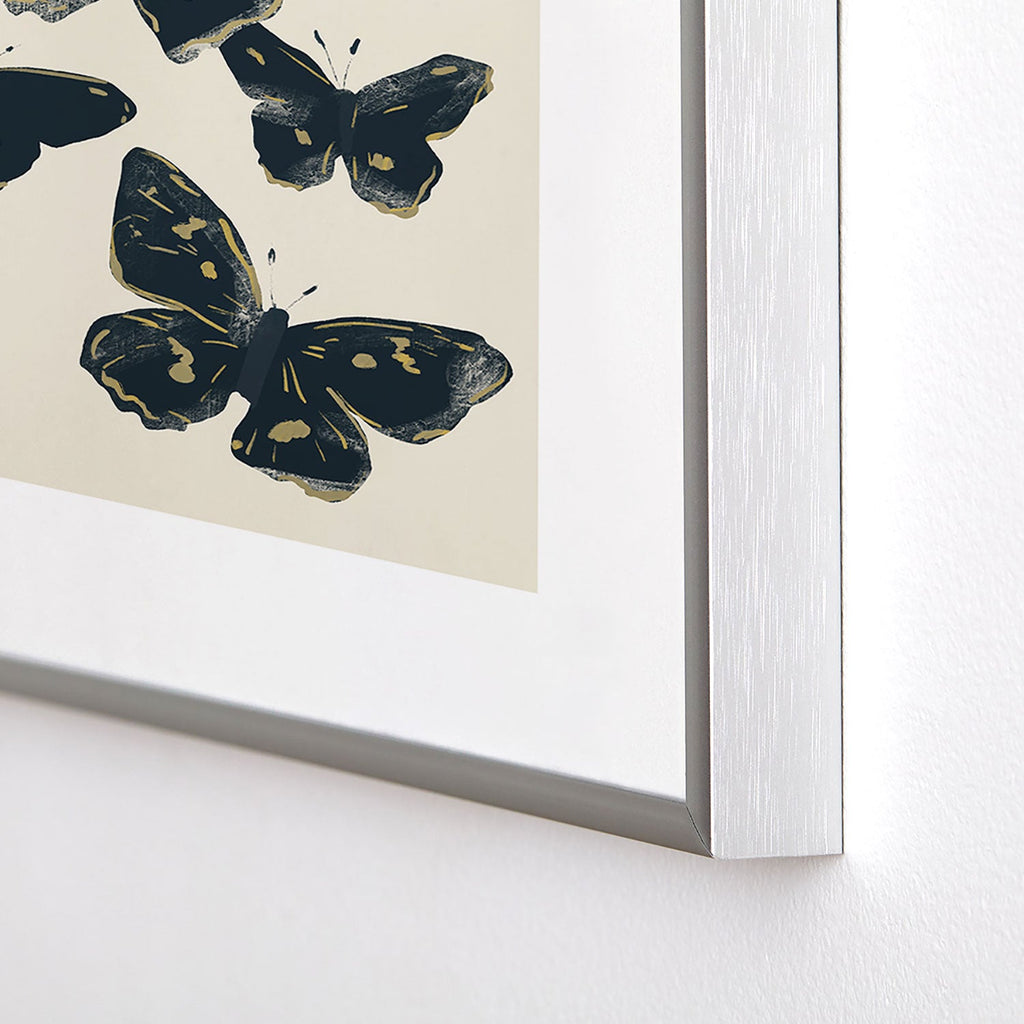 ThingDesign Black Butterflies 2 Metal Framed Art Print