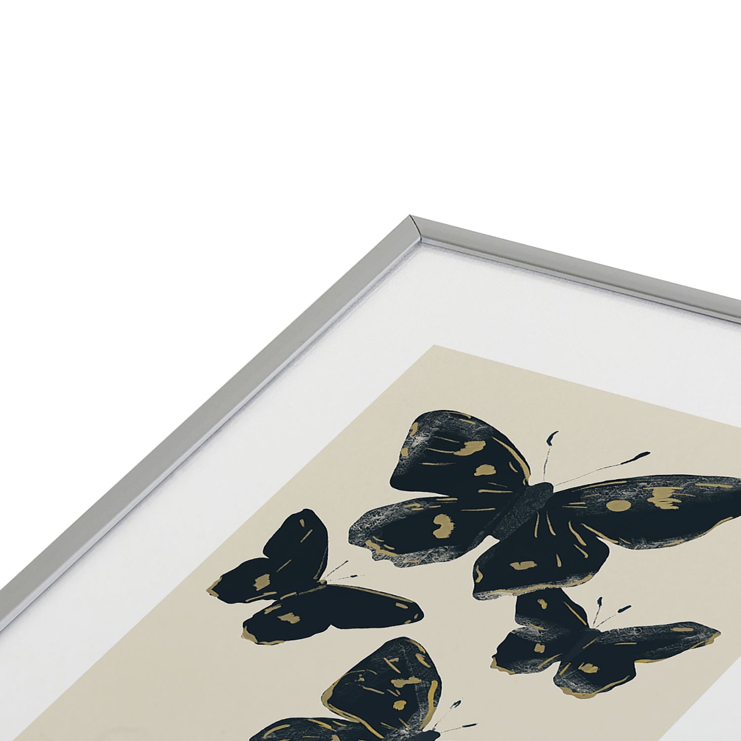 ThingDesign Black Butterflies 2 Metal Framed Art Print