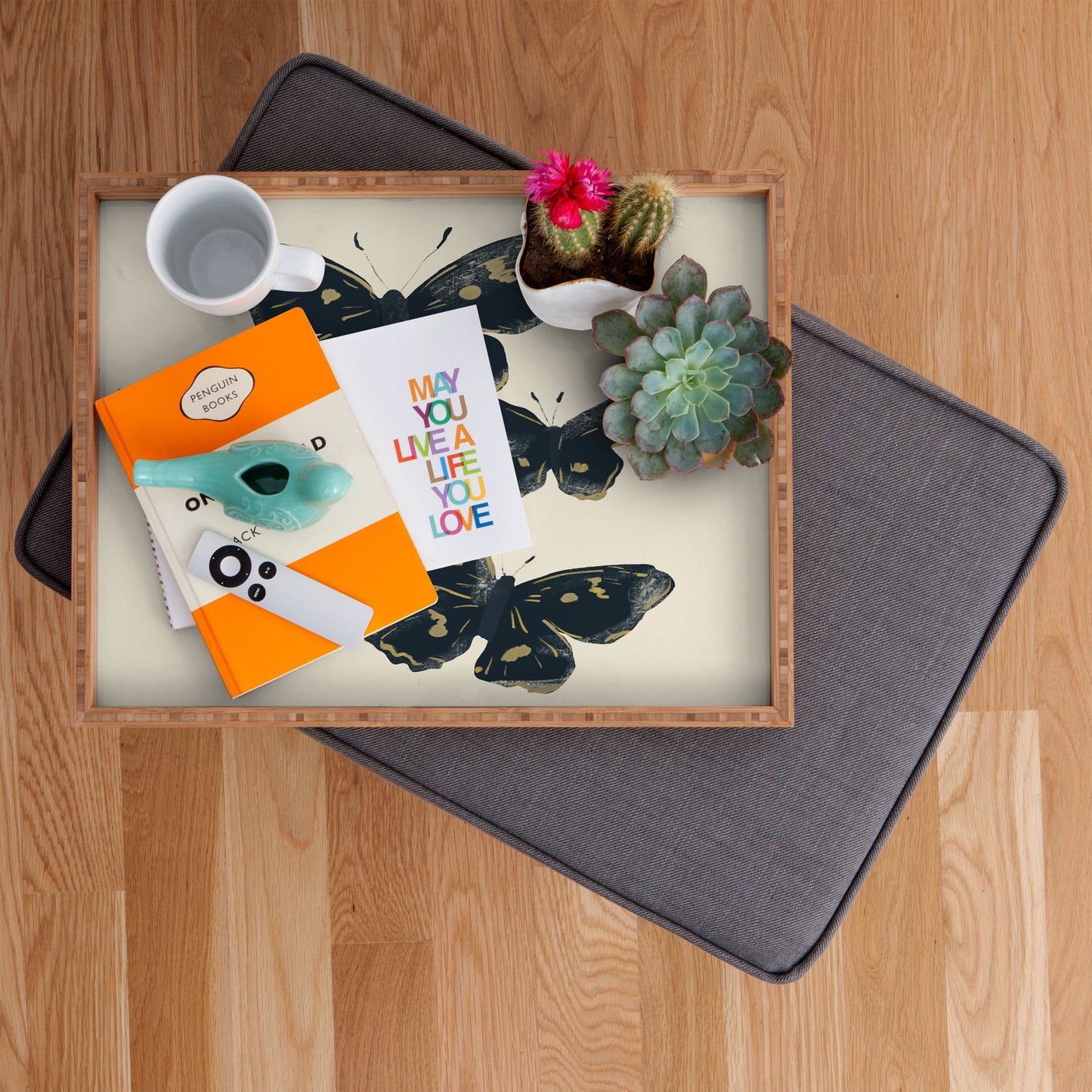 ThingDesign Black Butterflies 2 Rectangular Tray