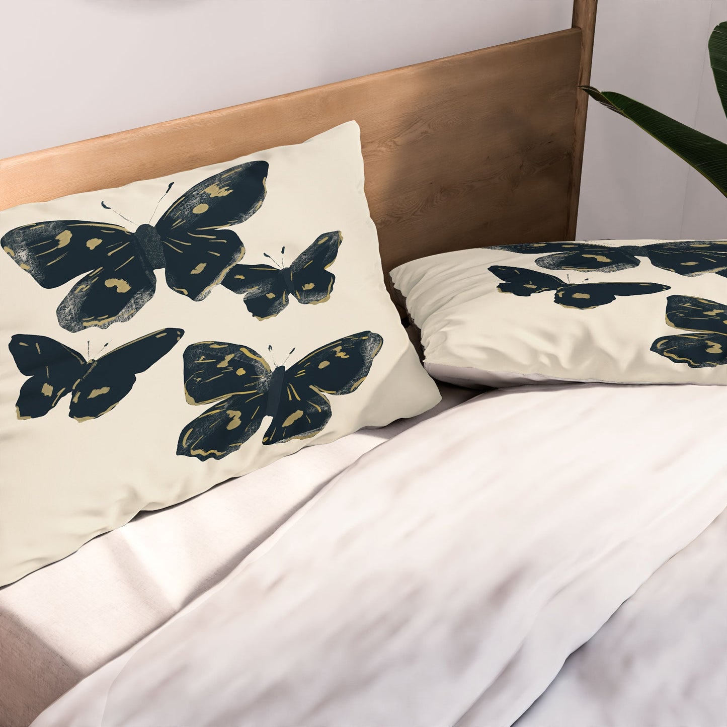 ThingDesign Black Butterflies 2 Pillow Shams