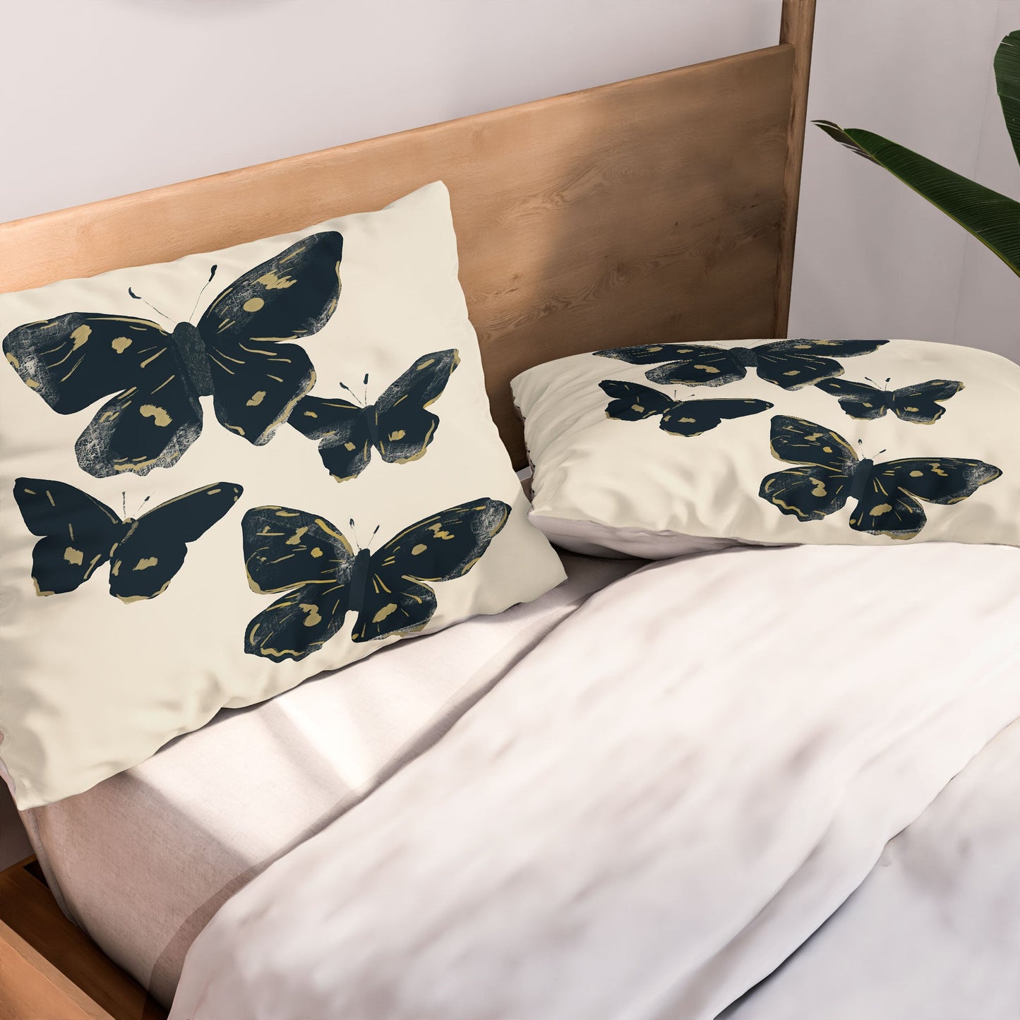 ThingDesign Black Butterflies 2 Pillow Shams