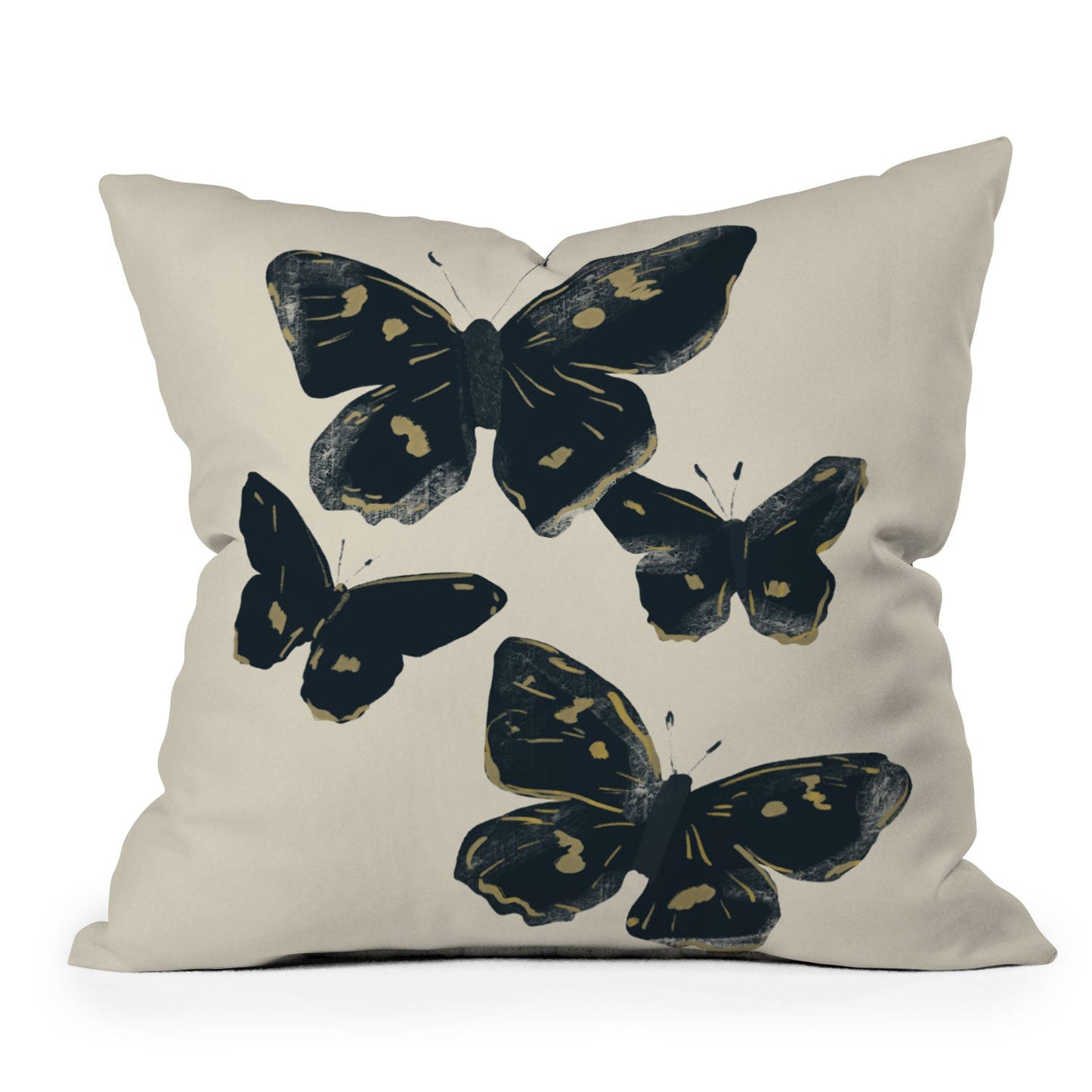 ThingDesign Black Butterflies 2 Outdoor Throw Pillow
