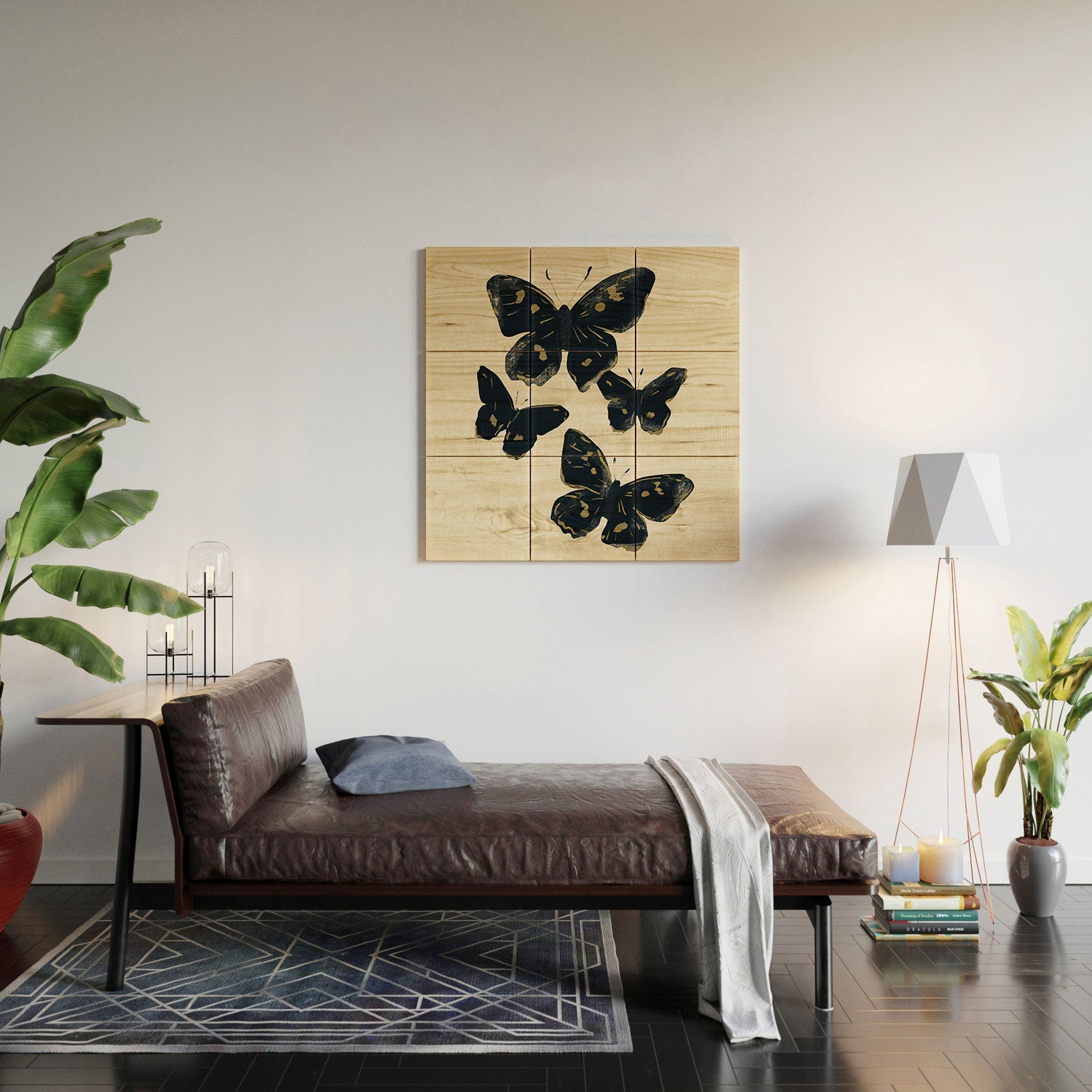 ThingDesign Black Butterflies 2 Wood Wall Mural