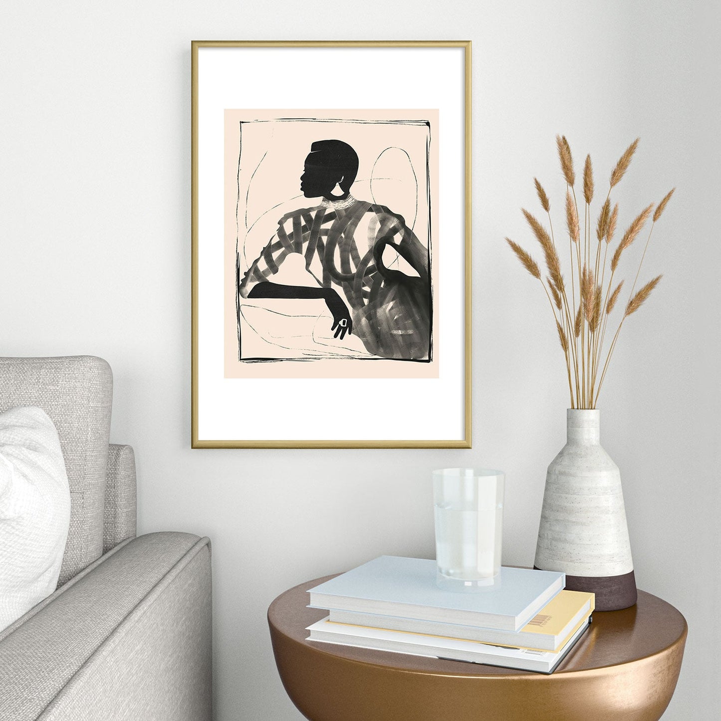 ThingDesign Lady Portrait Metal Framed Art Print